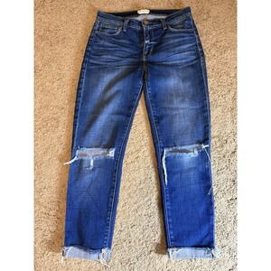 L'agence Jeans Women's Size 25 Mid Rise Distressed Denim Cropped Skinny